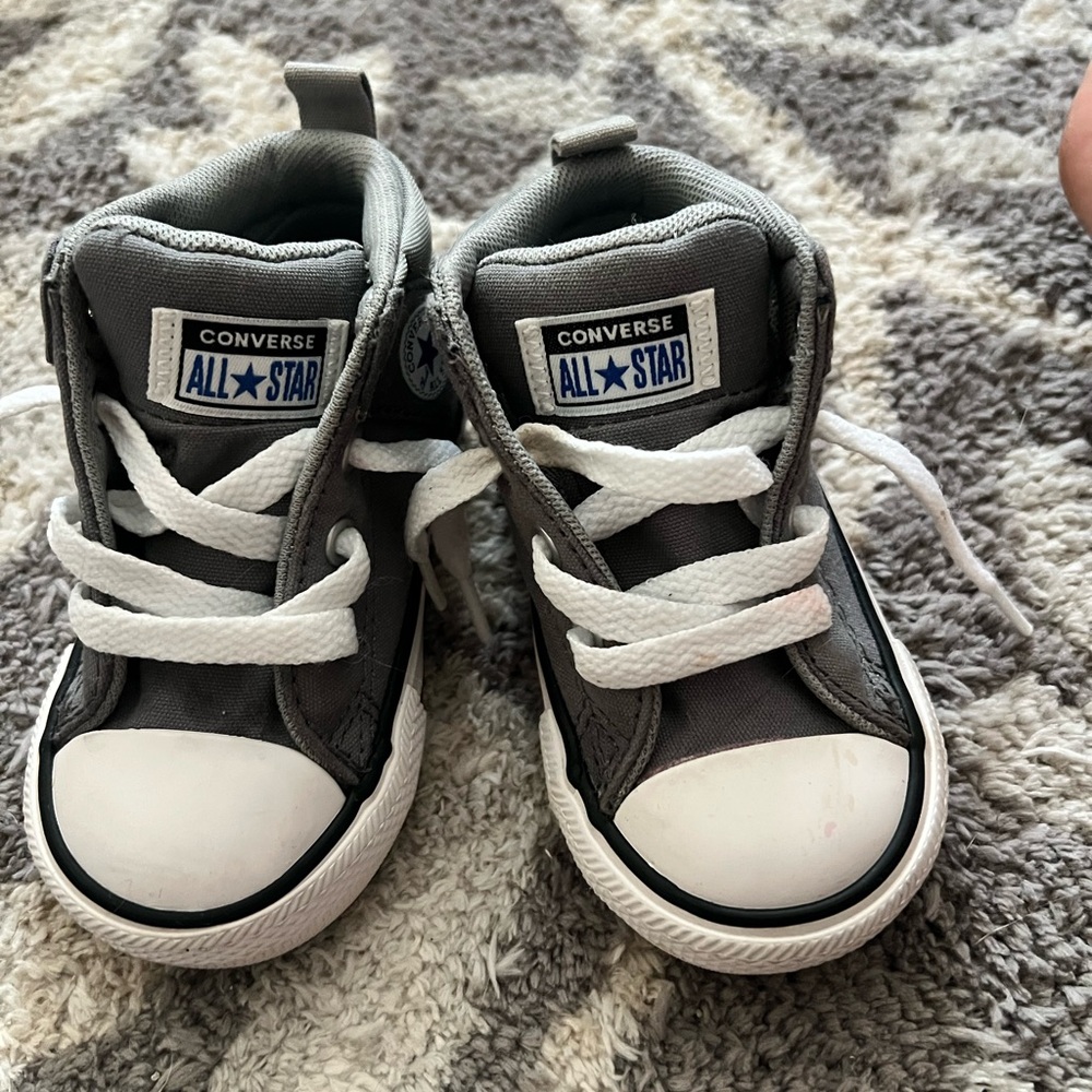 Children’s Converse Gray and White Mid-Top Sneakers